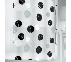 Spirella BUBBLE Duschvorhangringe Motiv weiß-schwarz / PEVA / 180 x 200 cm