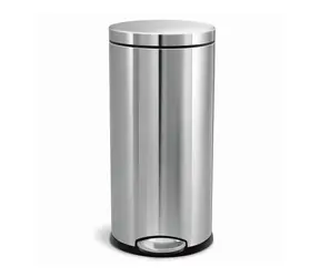 Simplehuman Tretabfallbehälter - 30 l / rund / mattierter Stahl / FPP