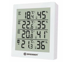 Bresser Temeo Hygro Quadro weiß / Anzeige von 4 Temperaturen und Luftfeuchtigkeit
