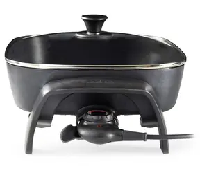 Nedis FCSP110EBK40 - Elektrische Bratpfanne, Schwarz / 40 cm / Dicker Korpus aus Aluminiumguss