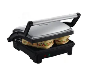 Russell Hobbs Cook@Home 17888-56 schwarz-silber / Elektrogrill 3 in 1 / Panini & Grill & Pfanne / 1800 W / 25x23 cm 