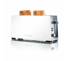 Graef TO 91 weiß / Toaster / 880 W / 2 Toasts / extra breite Öffnung / 6 Bräunungsstufen / Auftauen