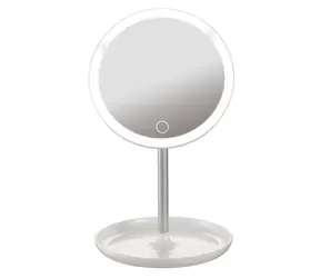 Platinet PMLY7W weiß / Kosmetikspiegel mit LED-Beleuchtung / 4 W / 80 lm / 600 mAh / microUSB / ABS+Glas