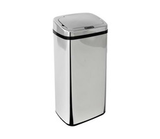 iQtech Clasik Quadrat 40 l silber / kontaktloser Abfallbehälter / quadratisch / Maße 33x25x70cm / Edelstahl|Kunststoff / IR