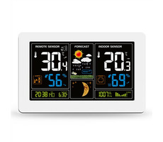 Solight TE81W weiß / Wetterstation / extra großes Farb-LCD / Temperatur / Luftfeuchtigkeit / Druck / RCC / USB-Aufladung