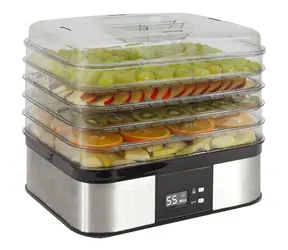 Guzzanti GZ 508 silber-schwarz / Dörrautomat / 350 W / Temperatur 40 - 70°C / 5 Stufen / LED-Display / Timer