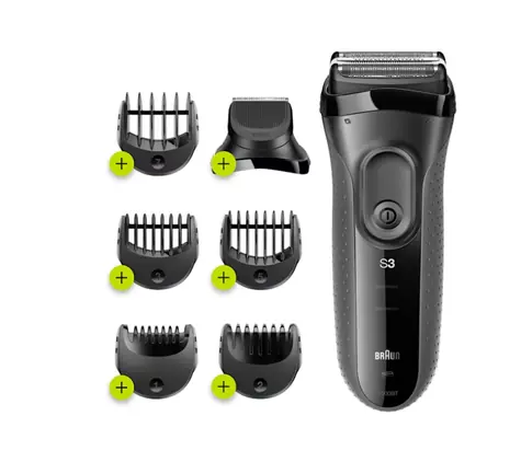 Braun Series 3 3000BT Shave&Style, schwarz, grau / Folienrasierer / 3 SensoFoil Scherköpfe / Nass- und Trockenrasur / 5 Aufsätze