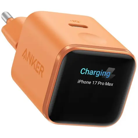 Anker Nano 45W SMART Display orange / Wandladegerät / 1x USB-C / GaN / TÜV