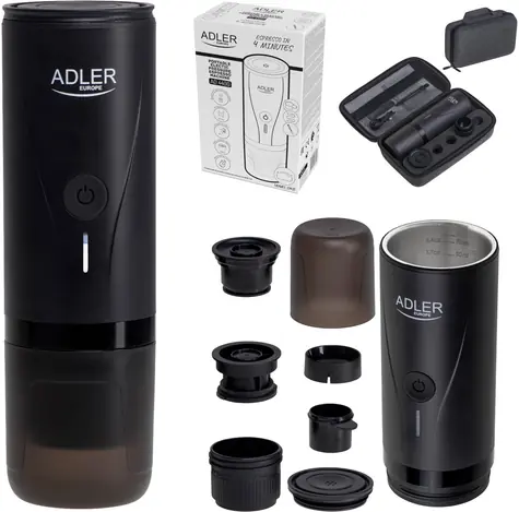 Adler AD 4400 schwarz / Tragbare Espressomaschine / 90 W / 20 bar / 7500 mAh Akku / USB-C