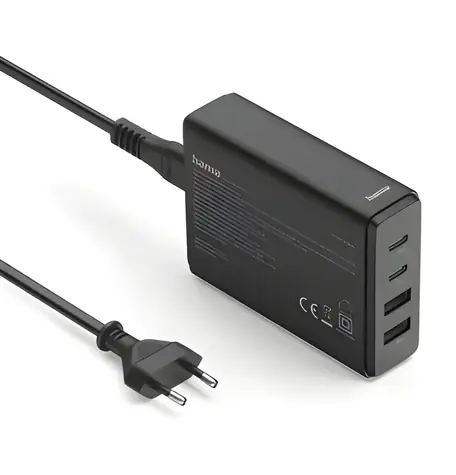 HAMA GaN USB-Ladegerät 65W schwarz / Ladegerät / 2x USB-C / 2x USB-A / PD / QC