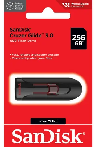 SanDisk Cruzer Glide 256 GB / Flash-Speicher / USB 3.0 / bis zu 100 MB/s