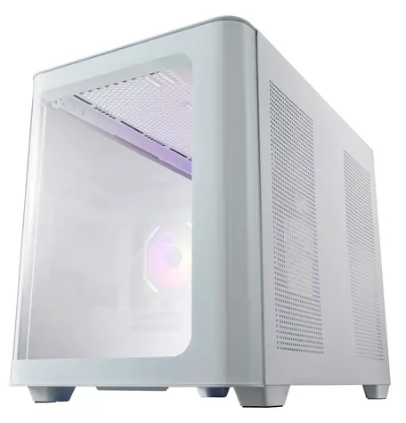 Fortron FSP S380-WA weiß / PC-Gehäuse / Midi-Tower / µATX / ARGB / Gehärtetes Glas