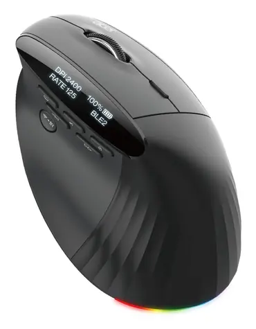 Acer SMART Fit schwarze Vertikalmaus für Rechtshänder / optisch / 8000 DPI / USB + Bluetooth 5.0