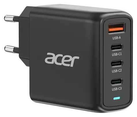 Acer GaN 100W PD Netzteil schwarz / Ladeadapter / 3x USB-C / 1x USB-A