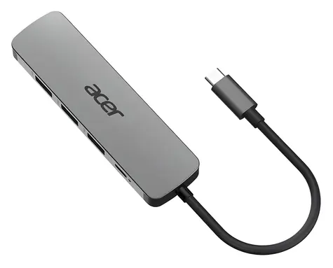 Acer 5-in-1-Gerät, silber / USB-C-Hub / 3 × USB-A 3.2 Gen1 / HDMI 4K 60 Hz / PD 100 W