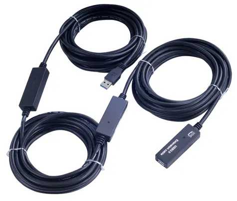 PremiumCord USB 3.0 AM- AF schwarz / Verlängerungskabel mit Repeater / 20 m / 5 Gbit/s