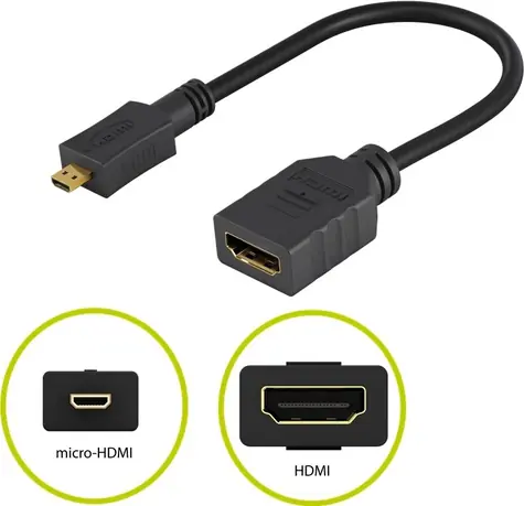 PremiumCord Flexi-Adapter HDMI / Typ A Buchse auf Micro-HDMI Typ D Stecker / flexibel