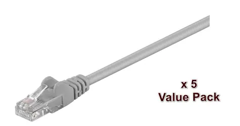 MicroConnect CAT5e U/UTP 15 m grau / Patchkabel / RJ-45 / 5 Stück
