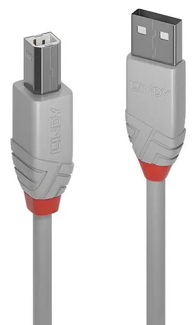 Lindy USB 2.0 AB 1m graues Kabel / USB-A - USB-B / 480 Mbit/s