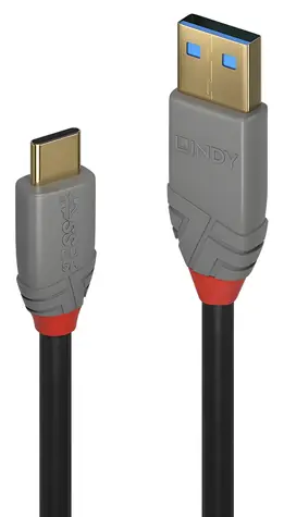 Lindy USB-C - USB-A 0,5 m schwarzes Kabel / USB 3.2 / 10 Gbit/s