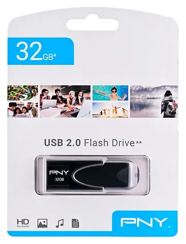 PNY Attaché 4 schwarz / USB-Stick / 32 GB / USB 2.0 / Lesegeschwindigkeit 25 MB/s