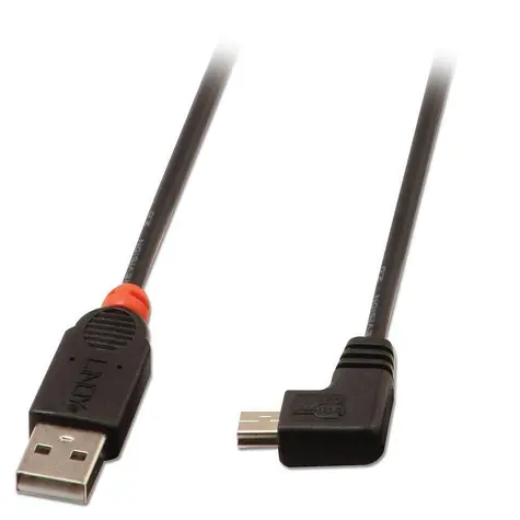 Lindy schwarz / USB-Kabel / USB-A auf Mini-USB B / rechtwinklig 90° / 1 m