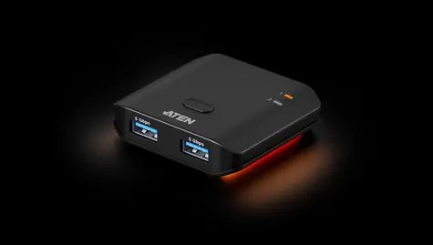 Aten 2 x 2- Port USB 3.2 Gen 1 / USB-Peripherie-Switch / 4× USB-A / 2 PC / schwarz
