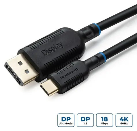 MicroConnect Kabel USB-C (M) - DisplayPort (M), 1 m, schwarz / Kabel / 4K / 4096 × 2160 px