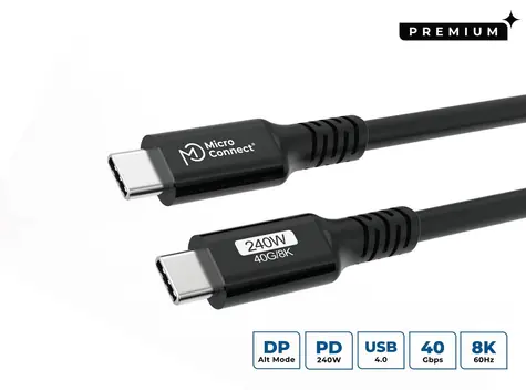 MicroConnect USB-C (M) - USB-C (M) 1,5 m schwarz / Verbindungskabel