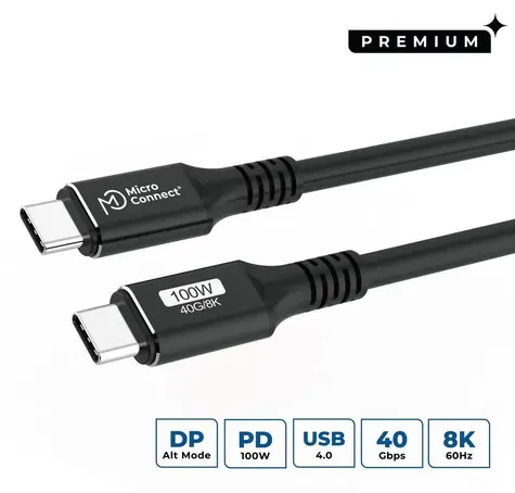 MicroConnect USB-C (M) - USB-C (M) 1m schwarzes Kabel