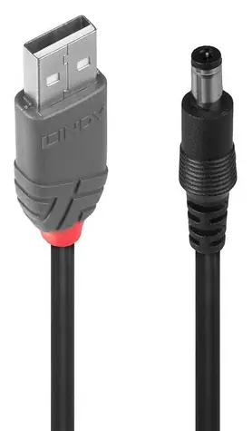 Lindy USB-A - DC 5,5 mm schwarz / Adapter / 1,5 m
