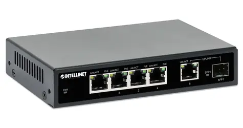 Intellinet 5- Port Gigabit PoE+ Switch 91W / Switch / 5- Port / 1000 Mbit/s / 1x SFP