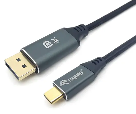 Equip: Grau / USB-C-auf-DisplayPort-Adapter / DP 1.4 / 8K/60Hz / 2 m