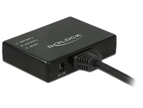 DeLock HDMI-Splitter 1x2 schwarz / Splitter / 4K 30Hz / 2x HDMI-Ausgang / 60 cm