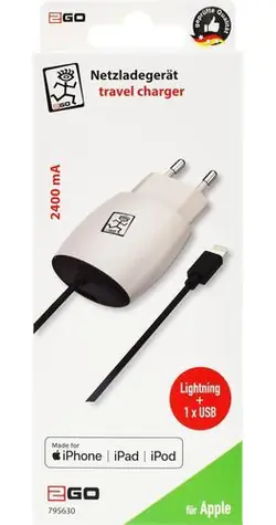 2GO weiß / Netzteil / Lightning + USB-A / 12 W / MFi-zertifiziertes Kabel
