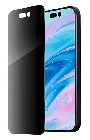 LAUT Prime Glass Privacy iPhone 15 / Schutzglas / Blickschutzfilter 30° / Gehärtetes Glas 9H / Montagerahmen