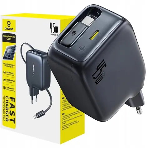 Baseus EnerCore CJ11 schwarz / Ladegerät / 45 W / USB-C / USB-C-Einzugskabel