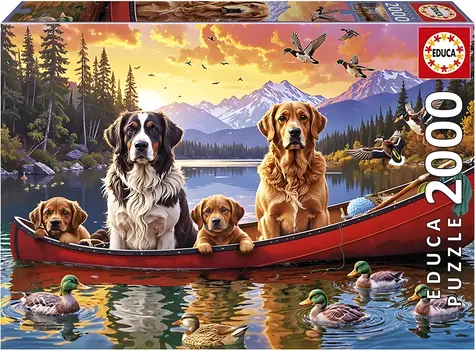 Educa Puzzle Hunde-Familie auf einem Boot / 2000 Teile