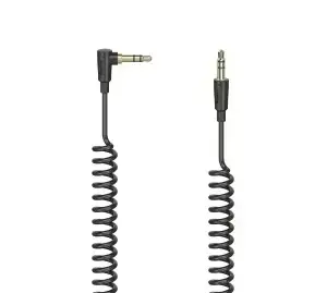 HAMA Flexi-Slim schwarz / Audiokabel / 3,5-mm-Klinkenstecker - 3,5-mm-Klinkenstecker 90° / Spiralkabel / 0,75 m