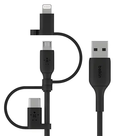 Belkin BOOST CHARGE Kabel USB-A auf Lightning + Micro-USB + USB-C / 1,2 m