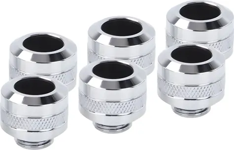 Alphacool Eiszapfen PRO 13mm HardTube Fitting G1/4" Chrom / 6 Stück.