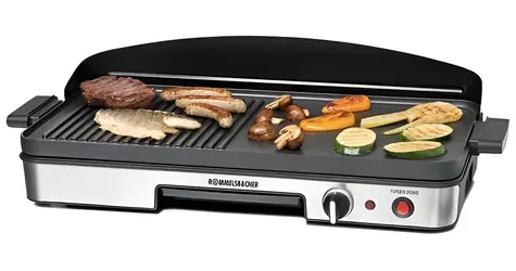 Rommelsbacher BBQ 2003, schwarzer Edelstahl / Elektrischer Tischgrill / 1900 W / 2 Grillzonen / Antihaftbeschichtung