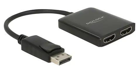 DeLock 87769 schwarz / Splitter / DisplayPort 1.4 Eingang > 2× HDMI Ausgang / MST / 4K 30Hz