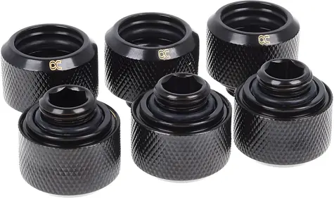 Alphacool Eiszapfen / Rohrverschraubung 1/4" auf 16/10 mm / schwarz / 6 Stück.