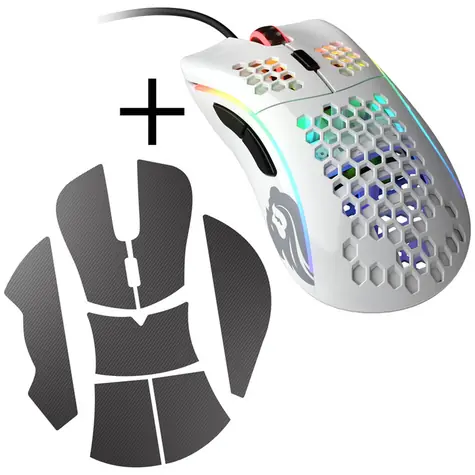 Glorious Model D, glänzend weiß + schwarzes Griffband / Gaming-Maus / 12000 DPI / 6 programmierbare Tasten / RGB-Beleuchtung / 2 m