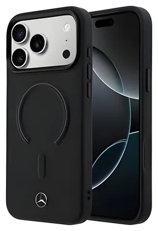 Mercedes PU-Leder 3D für iPhone 17 Pro Max, schwarz / Rückseite / PU-Leder / MagSafe