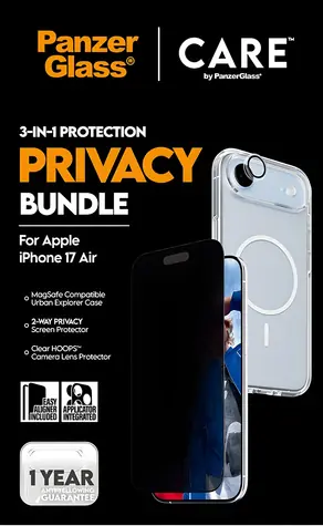 PanzerGlass 3-in-1-Bundle mit Sichtschutz für iPhone 17 Air / Schutzset / Sichtschutzfolie / Gehärtetes Glas