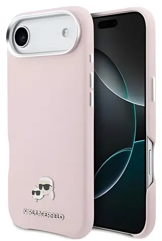 Karl Lagerfeld Karl und Choupette Köpfe Pins pink / Hülle / MagSafe / PU-Kunstleder / iPhone Air