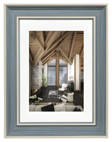 HAMA RUSTIC grau-blau / Rahmen / 13×18 cm / Kunststoff in Holzoptik / mit Passepartout