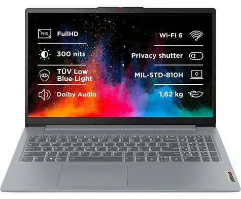 Lenovo IdeaPad Slim 3 15AMN8 grau / Notebook / 15,6" FHD / AMD RYZEN 5 / 8 GB / 512 GB SSD / Radeon 610M / Windows 11
